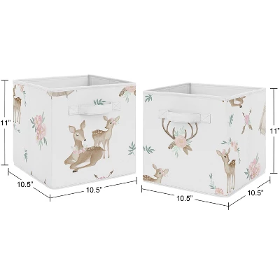 Sweet Jojo Designs Girl Set Of 2 Kids' Decorative Fabric Storage Bins White Taupe And Pink 4 Sweet Jojo Designs Girl Set Of 2 Kids' Decorative Fabric Storage Bins White Taupe And Pink - Image 2