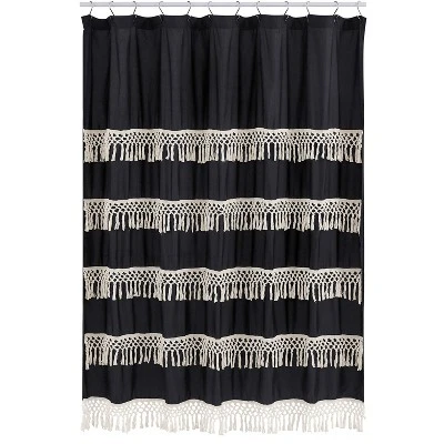 Sweet Jojo Designs Shower Curtain 72in.x72in. Boho Fringe Black And Ivory 7 Sweet Jojo Designs Shower Curtain 72in.x72in. Boho Fringe Black And Ivory - Image 5