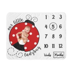 Sweet Jojo Designs Girl Baby Milestone Blanket Polka Dot Ladybug Red Black And White -Kids House GUEST c15f1b95 b760 420a 83d2 2a66484c71ce