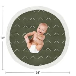 Sweet Jojo Designs Boy Or Girl Baby Tummy Time Playmat Diamond Tuft Green And Ivory -Kids House GUEST c3192600 9959 44f7 87f9 52e8c950b3ce