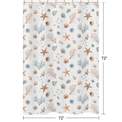 Sweet Jojo Designs Boy, Girl, Unisex/Gender Neutral Shower Curtain 72in.x72in. Seashells Multicolor 6 Sweet Jojo Designs Boy, Girl, Unisex/Gender Neutral Shower Curtain 72in.x72in. Seashells Multicolor - Image 4