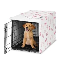 Sweet Jojo Designs Girl Dog Crate Kennel Cover 36in. Paw And Bone Blush Pink And White -Kids House GUEST c6eeca4b 9acd 4f13 8041 e92f09c066d9