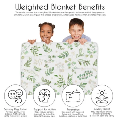 Sweet Jojo Designs Boy Girl Unisex Gender Neutral Toddler Weighted Blanket 5lbs. For Kids Botanical Green And White 6 Sweet Jojo Designs Boy Girl Unisex Gender Neutral Toddler Weighted Blanket 5lbs. For Kids Botanical Green And White - Image 4