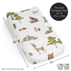 Sweet Jojo Designs Boy Girl Gender Neutral Unisex Changing Pad Sheet Watercolor Woodland Forest Animals Orange Green And Brown -Kids House GUEST ca8e03e6 0907 4f7e 8aff 35e7360afdb6