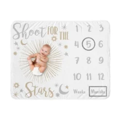 Sweet Jojo Designs Girl Baby Milestone Blanket Celestial Grey And Gold -Kids House GUEST cb0e53ef e159 44b6 b6c9 3c5e4678af43