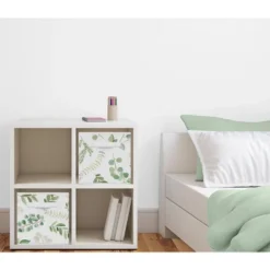 Sweet Jojo Designs Fabric Storage Bins Set Botanical Green And White