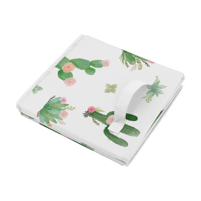 Sweet Jojo Designs Girl Set Of 2 Kids' Decorative Fabric Storage Bins Cactus Floral Pink And Green 4 Sweet Jojo Designs Girl Set Of 2 Kids' Decorative Fabric Storage Bins Cactus Floral Pink And Green - Image 2