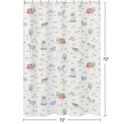 Sweet Jojo Designs Shower Curtain 72in.x72in. Farm Animals Multicolor -Kids House GUEST cdc7a9b1 7420 4f77 92e7 a0744574fc37