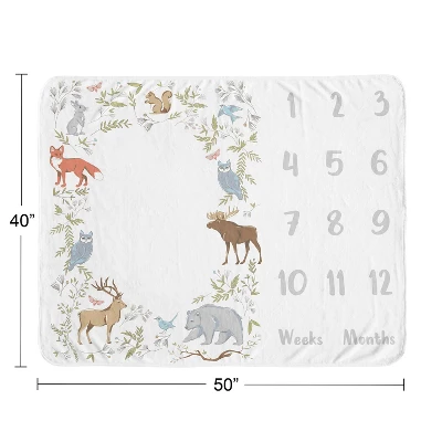 Sweet Jojo Designs Gender Neutral Baby Milestone Blanket Woodland Toile Multicolor 4 Sweet Jojo Designs Gender Neutral Baby Milestone Blanket Woodland Toile Multicolor - Image 2