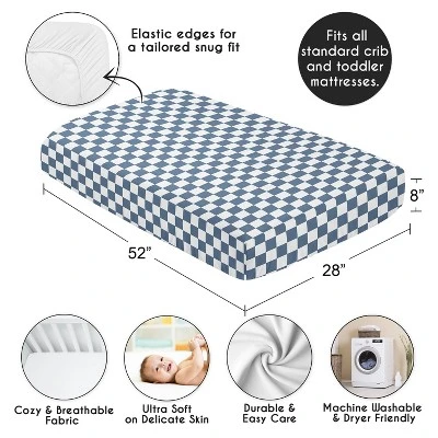 Sweet Jojo Designs Boy, Girl, Unisex/Gender Neutral Baby Fitted Crib Sheet Gingham Checkered Plaid Blue And White 5 Sweet Jojo Designs Boy, Girl, Unisex/Gender Neutral Baby Fitted Crib Sheet Gingham Checkered Plaid Blue And White - Image 3