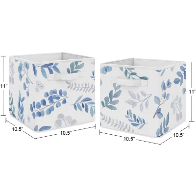 Sweet Jojo Designs Fabric Storage Bins Set Botanical Blue And White 4 Sweet Jojo Designs Fabric Storage Bins Set Botanical Blue And White - Image 2