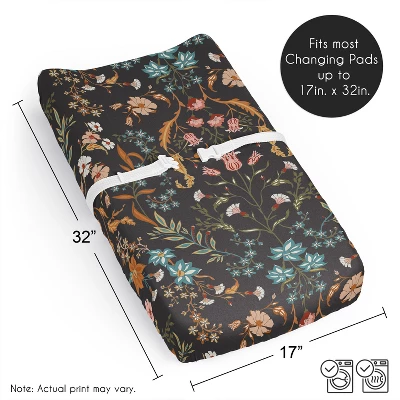 Sweet Jojo Designs Girl Changing Pad Sheet Boho Floral Wildflower Orange Black And Blue 7 Sweet Jojo Designs Girl Changing Pad Sheet Boho Floral Wildflower Orange Black And Blue - Image 5