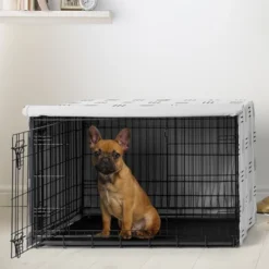 Sweet Jojo Designs Dog Crate Kennel Cover 30in. Boho Hatch White And Black
