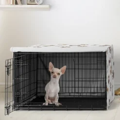 Sweet Jojo Designs Dog Crate Kennel Cover 24in. Paw And Bone Brown Grey And Taupe