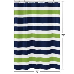 Sweet Jojo Designs Shower Curtain 72in.x72in. Stripe Blue Green And White -Kids House GUEST d715d614 eef8 4769 9bbb 55967a1d4321