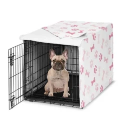 Sweet Jojo Designs Girl Dog Crate Kennel Cover 30in. Paw And Bone Pink And White -Kids House GUEST d7819973 c2d4 49b5 b621 f3365bbf8a5f