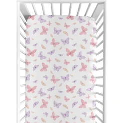 Sweet Jojo Designs Girl Baby Fitted Crib Sheet Butterfly Pink And Purple -Kids House GUEST d83a8563 8d1a 48a2 8c0a 496e58a58f2c
