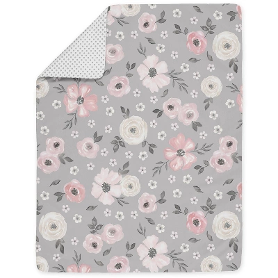 Sweet Jojo Designs Girl Toddler Bedding Set Watercolor Floral Grey And Pink 5pc 5 Sweet Jojo Designs Girl Toddler Bedding Set Watercolor Floral Grey And Pink 5pc - Image 3