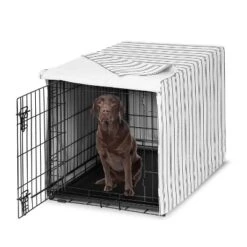 Sweet Jojo Designs Dog Crate Kennel Cover 42in. Stripe White And Grey -Kids House GUEST db04a9e8 8bc3 43a7 85d3 edb81c0bc188