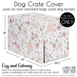 Sweet Jojo Designs Dog Crate Kennel Cover 42in. Watercolor Floral Pink And Grey -Kids House GUEST db0564a4 e384 4213 9b76 22c96665a5bc