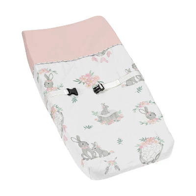 Sweet Jojo Designs Girl Changing Pad Cover Bunny Floral Pink Grey And White 7 Sweet Jojo Designs Girl Changing Pad Cover Bunny Floral Pink Grey And White - Image 5