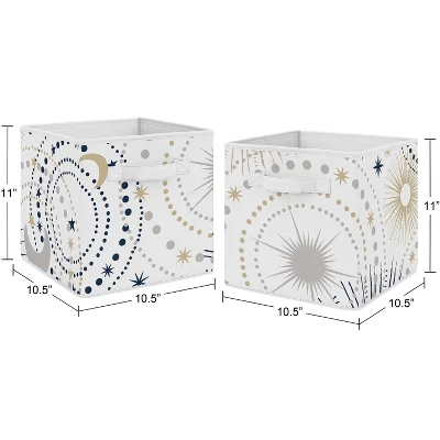 Sweet Jojo Designs Boy Or Girl Gender Neutral Unisex Set Of 2 Kids' Decorative Fabric Storage Bins Celestial Blue Gold And Grey 4 Sweet Jojo Designs Boy Or Girl Gender Neutral Unisex Set Of 2 Kids' Decorative Fabric Storage Bins Celestial Blue Gold And Grey - Image 2