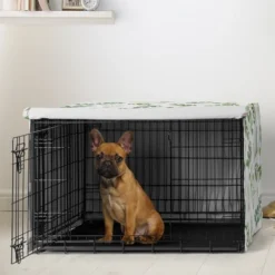 Sweet Jojo Designs Dog Crate Kennel Cover 30in. Botanical Green And White