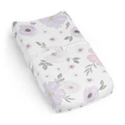 Sweet Jojo Designs Girl Changing Pad Sheet Watercolor Floral Purple Pink And Grey -Kids House GUEST defc8cd3 c845 4395 8782 a892e643a978