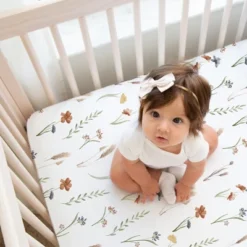 Sweet Jojo Designs Girl Fitted Crib Sheets Set Watercolor Floral Garden Green Orange And Beige 2pc -Kids House GUEST df6e1fbd d60f 4a11 9e22 94d12a0fdd1b