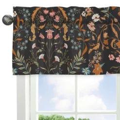 Sweet Jojo Designs Girl Window Valance Treatment 54in. Boho Floral Wildflower Black Orange And Blue -Kids House GUEST dfe833c9 3f4e 435e a868 37d513f94cb5