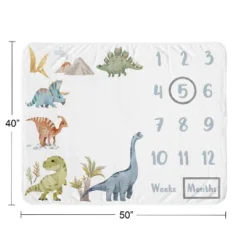 Sweet Jojo Designs Boy Baby Milestone Blanket Watercolor Dinosaur Dino Multicolor -Kids House GUEST e0aa5d4a 131c 46b9 bd90 36a3ad542465