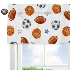 Sweet Jojo Designs Window Valance Treatment 54in. Watercolor Sports Theme Multicolor -Kids House GUEST e0bea9ac a9fa 4abd 8e30 7809d2f4268c