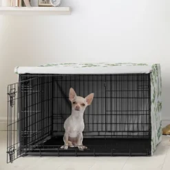 Sweet Jojo Designs Dog Crate Kennel Cover 24in. Botanical Green And White