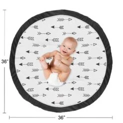 Sweet Jojo Designs Gender Neutral Baby Tummy Time Playmat Fox Black And White -Kids House GUEST e13e9901 de5e 40d2 ab88 7bcd9d686620