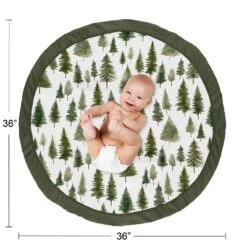 Sweet Jojo Designs Gender Neutral Unisex Baby Tummy Time Playmat Woodland Pine Tree Green And White -Kids House GUEST e14b623f c818 4460 96df 21b5ce4d472c