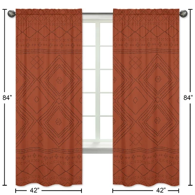 Sweet Jojo Designs Window Curtain Panels 84in. Boho Geometric Orange And Black 5 Sweet Jojo Designs Window Curtain Panels 84in. Boho Geometric Orange And Black - Image 3