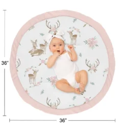 Sweet Jojo Designs Girl Baby Tummy Time Playmat Deer Floral Pink Taupe And Green -Kids House GUEST e34dd99f 2250 411e b5f9 d75d9fc048de