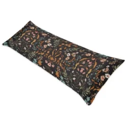 Sweet Jojo Designs Girl Body Pillow Cover (Pillow Not Included) 54in.x20in. Boho Floral Wildflower Black And Orange