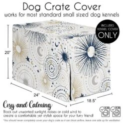 Sweet Jojo Designs Dog Crate Kennel Cover 24in. Celestial Blue Gold And Grey -Kids House GUEST e618055f 5b9f 4df6 bf6f eb998f4aa3d9
