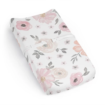 Sweet Jojo Designs Girl Changing Pad Sheet Watercolor Floral Pink And Grey 8 Sweet Jojo Designs Girl Changing Pad Sheet Watercolor Floral Pink And Grey - Image 6