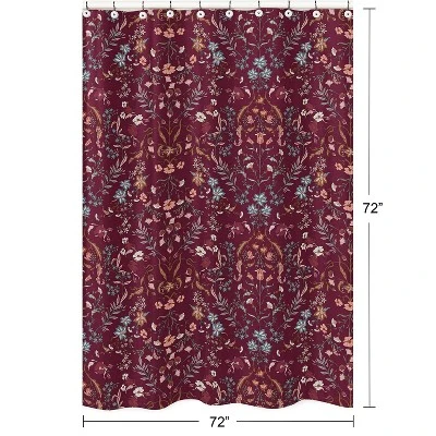 Sweet Jojo Designs Shower Curtain 72in.x72in. Boho Floral Wildflower Red Orange And Blue 6 Sweet Jojo Designs Shower Curtain 72in.x72in. Boho Floral Wildflower Red Orange And Blue - Image 4