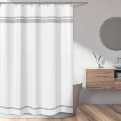 Sweet Jojo Designs Shower Curtain 72in.x72in. Hotel White And Gray