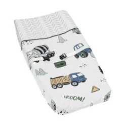 Sweet Jojo Designs Boy Changing Pad Cover Construction Truck Green Blue And Grey -Kids House GUEST ea398d03 12a3 4c85 9285 8b06ba97755c