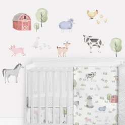 Sweet Jojo Designs Boy Or Girl Gender Neutral Unisex Wall Decal Stickers Art Nursery Décor Farm Animals Multicolor 4pc -Kids House GUEST ea7d7d3d ceb7 4ba1 a5d6 b33a748ff935