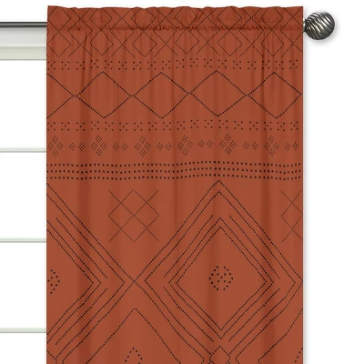 Sweet Jojo Designs Window Curtain Panels 84in. Boho Geometric Orange And Black 4 Sweet Jojo Designs Window Curtain Panels 84in. Boho Geometric Orange And Black - Image 2
