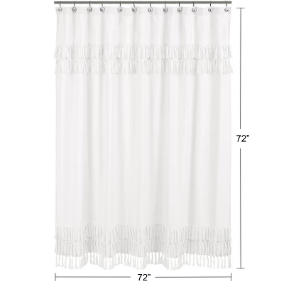Sweet Jojo Design Shower Curtain 72in.x72in. Bohemian White 6 Sweet Jojo Design Shower Curtain 72in.x72in. Bohemian White - Image 4