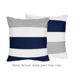 Sweet Jojo Designs Boy, Girl, Unisex/Gender Neutral Decorative Throw Pillow Covers 18in. (Pillow Inserts Not Included) Stripe Blue Grey And White 2pc -Kids House GUEST ed9c242c b829 4f7e ae5f 2356d2fb0675