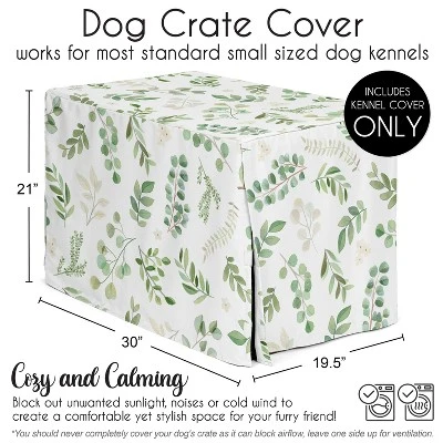 Sweet Jojo Designs Dog Crate Kennel Cover 30in. Botanical Green And White 6 Sweet Jojo Designs Dog Crate Kennel Cover 30in. Botanical Green And White - Image 4