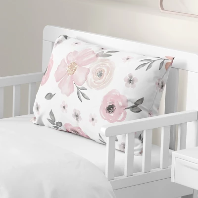 Sweet Jojo Designs Girl Decorative Pillow Cover Sham Watercolor Floral Pink And Grey 3 Sweet Jojo Designs Girl Decorative Pillow Cover Sham Watercolor Floral Pink And Grey