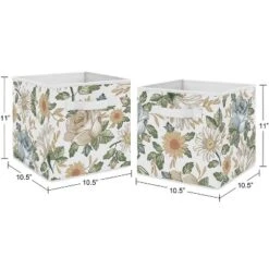 Sweet Jojo Designs Girl Set Of 2 Kids' Decorative Fabric Storage Bins Vintage Floral Blue Yellow And Gold -Kids House GUEST ee8b57a9 c3a9 4679 bd51 58d3af5573ac
